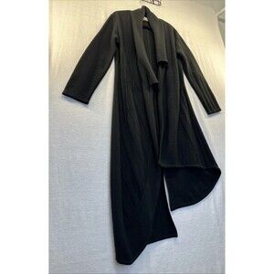 Ivan Grundahl Copenhagen Duster Women L Black Sweatr Waterfall Open Asymmetrical